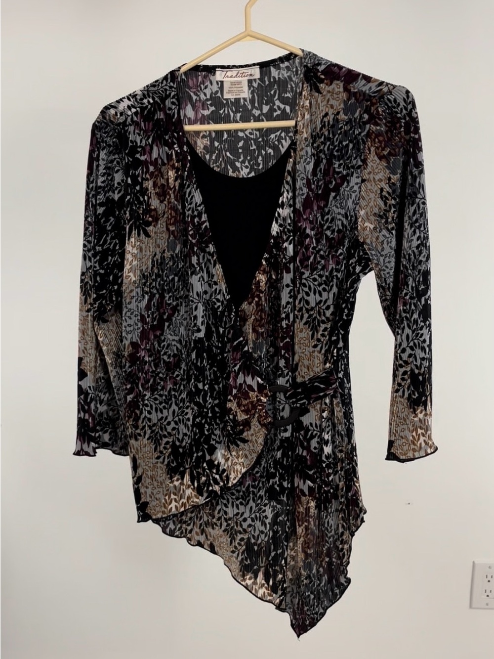 TRADITION Pull On Collarless Asymmetrical Top w. built in Tank Style Front VIDEO